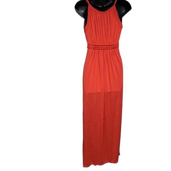 Max Studio Flame Orange Stretch Tank Styled High Waist Maxi Dress - Picture 5 of 11